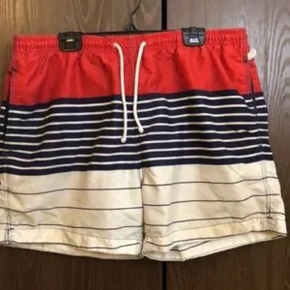 H&M Other - H&M Red, Navy & White Striped Swim Trunks